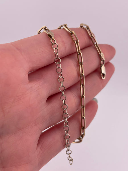 sterling silver gold plated 13" - 15 1/2" paperclip chain link necklace