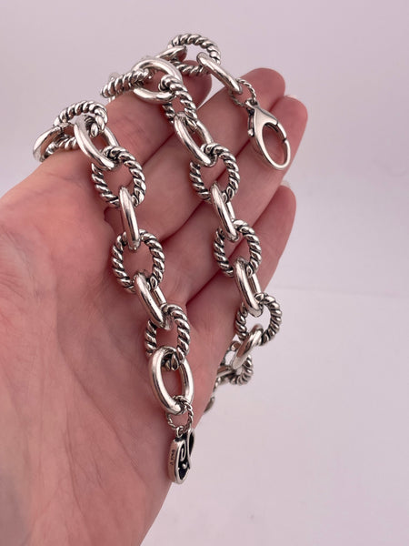 sterling silver 18-1/4" 120 gram heavy chunky Carolyn Pollack cable link textured necklace