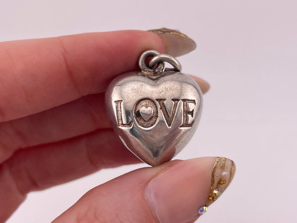 sterling silver "Love" puffy heart pendant