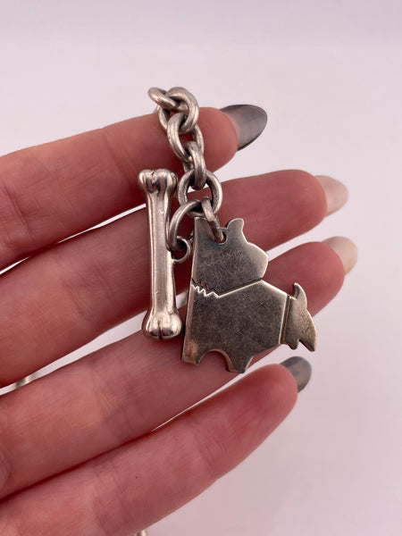 sterling silver 11 1/4" chain link charm dog collar