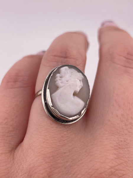 size 6.75 800 silver cameo ring