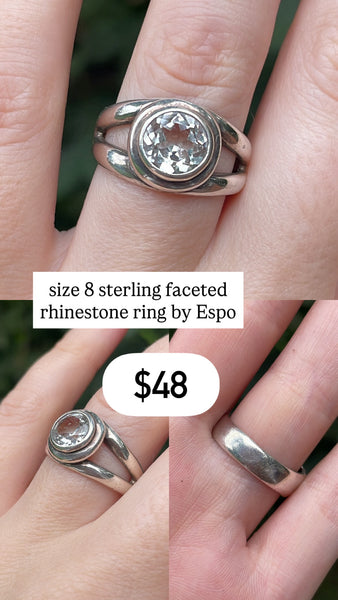 RESERVED PRIVATE LISTING -- sterling silver rhinestone ring A34