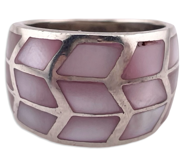 size 6.75 sterling silver pink mother of pearl ring