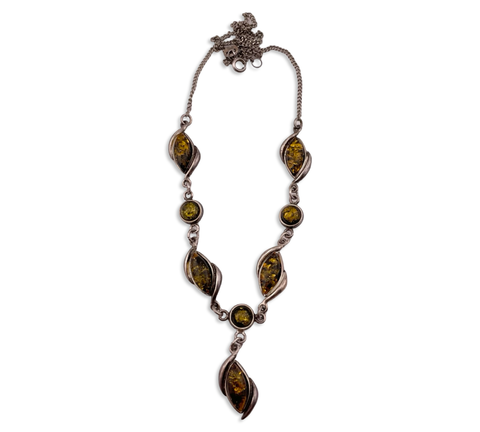 sterling silver amber necklace
