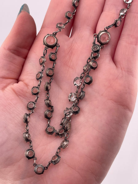 sterling silver 16 1/4" Art Deco style rhinestone necklace