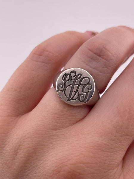 size 6.25 sterling silver 'SGV' initials ring