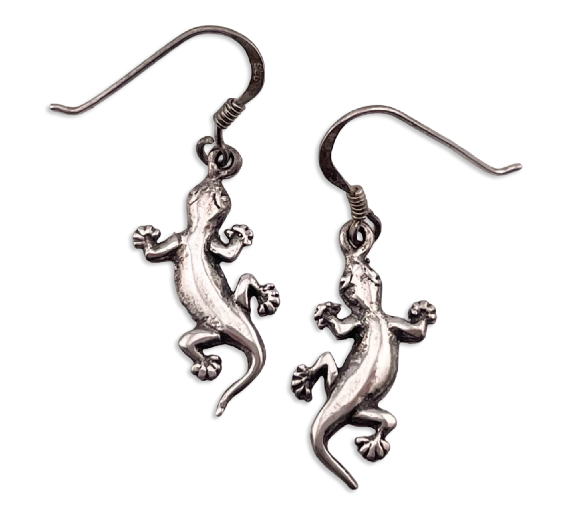 sterling silver lizard hook dangle earrings