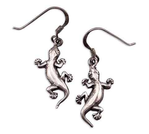 sterling silver lizard hook dangle earrings