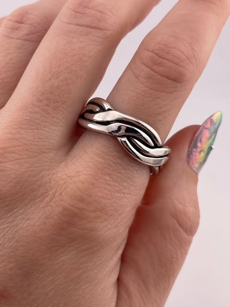 size 12.5 sterling silver woven band ring