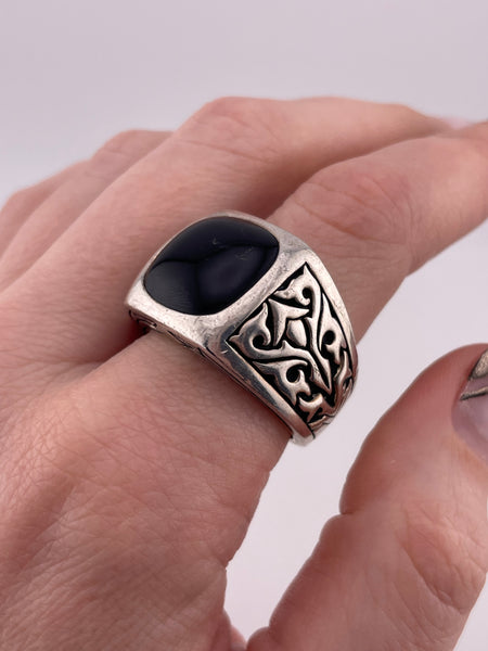 size 10.5 sterling silver chunky onyx ring