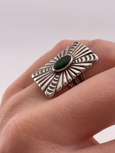 size 6.5 sterling silver stamped arrows turquoise concho ring