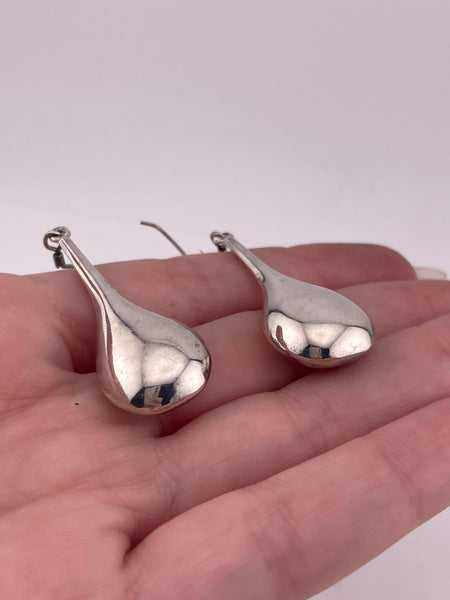 sterling silver 2-1/8" jug hook dangle earrings