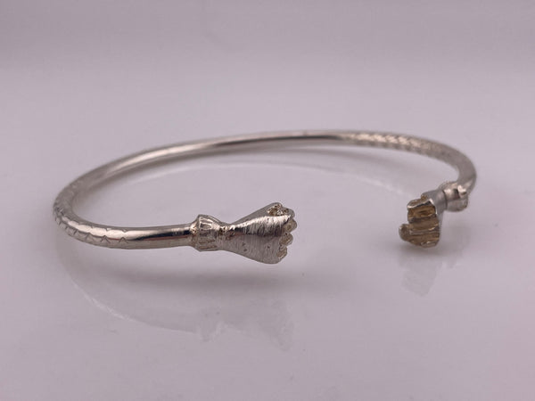 sterling silver figa fist forearm cuff bangle bracelet