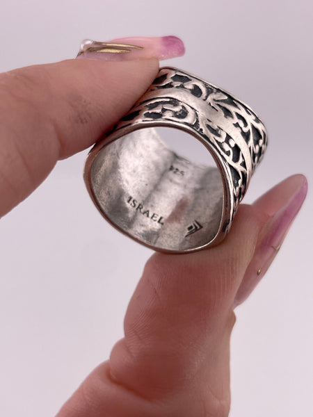 size 6.75 sterling silver Silpada wide band flower sheath ring