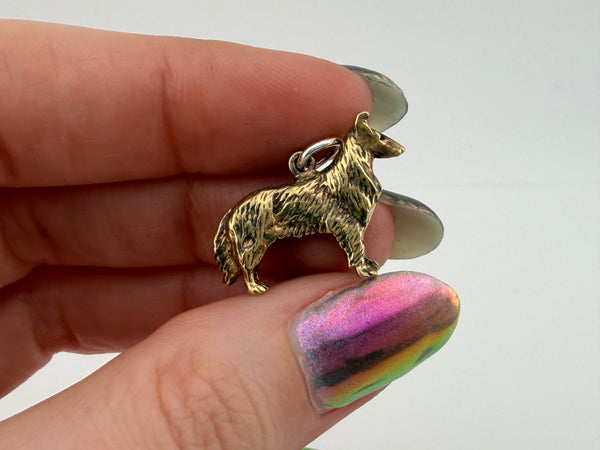 sterling silver 3D Collie dog charm pendant