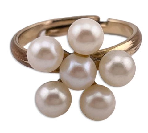 size 5.75 gold filled synthetic pearl adjustable ring