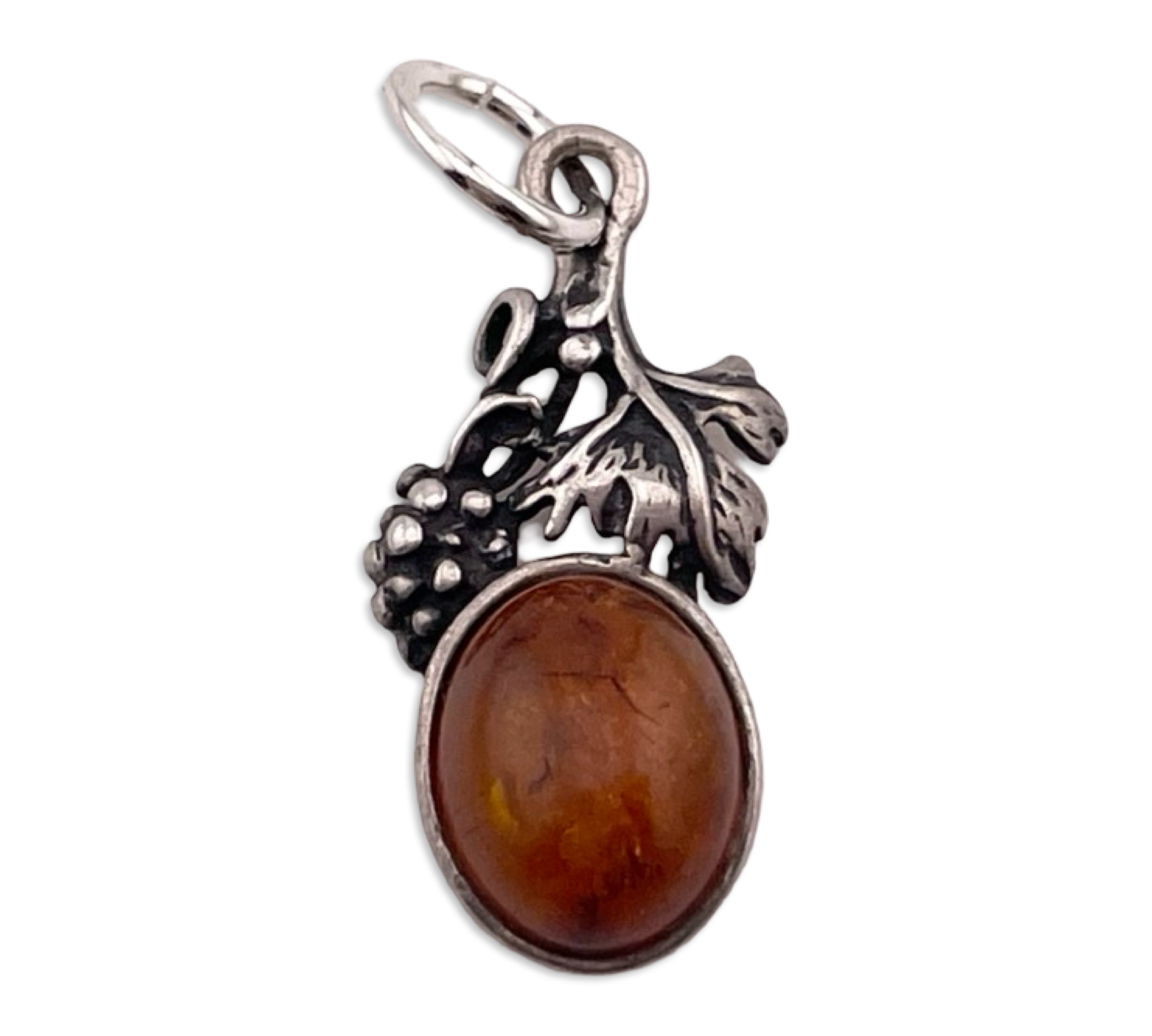 sterling silver small composite amber pendant