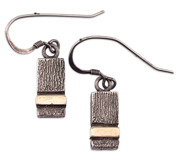 sterling silver 14k gold stoneless textured hook dangle earrings