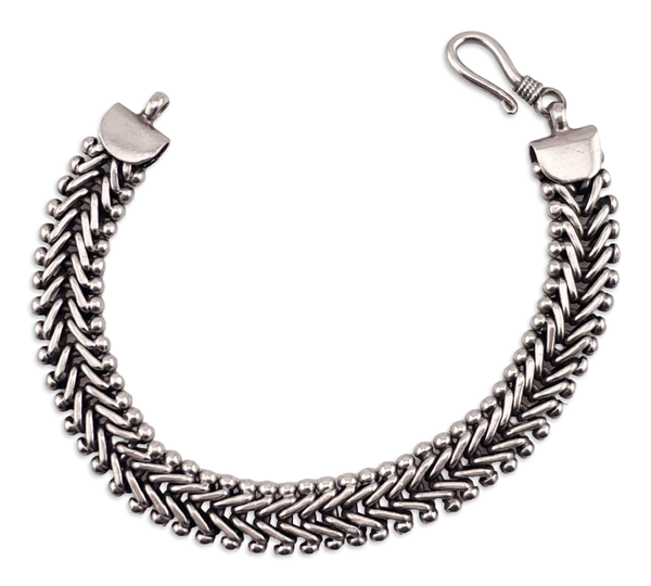 sterling silver 7-3/8" woven chain hook bracelet