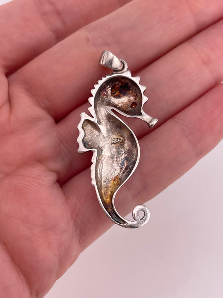 sterling silver seahorse pendant