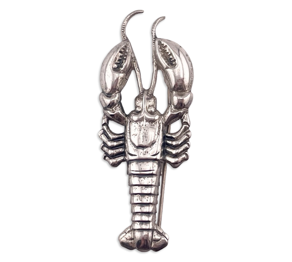 sterling silver rhodium plated pressed lobster brooch pin