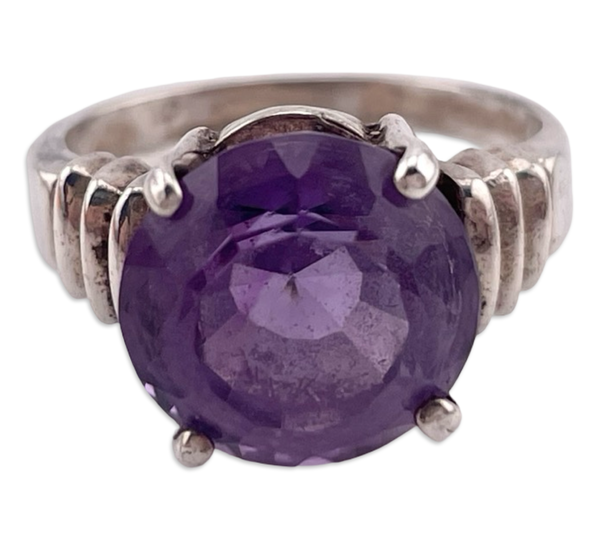 size 7 sterling silver faceted amethyst ring