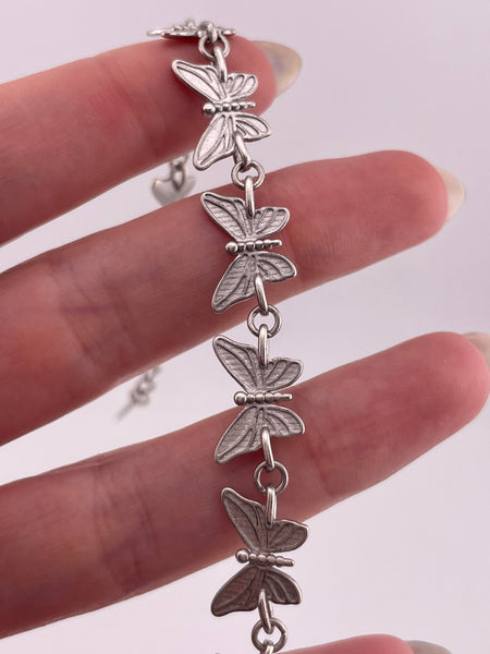 sterling silver butterfly link bracelet