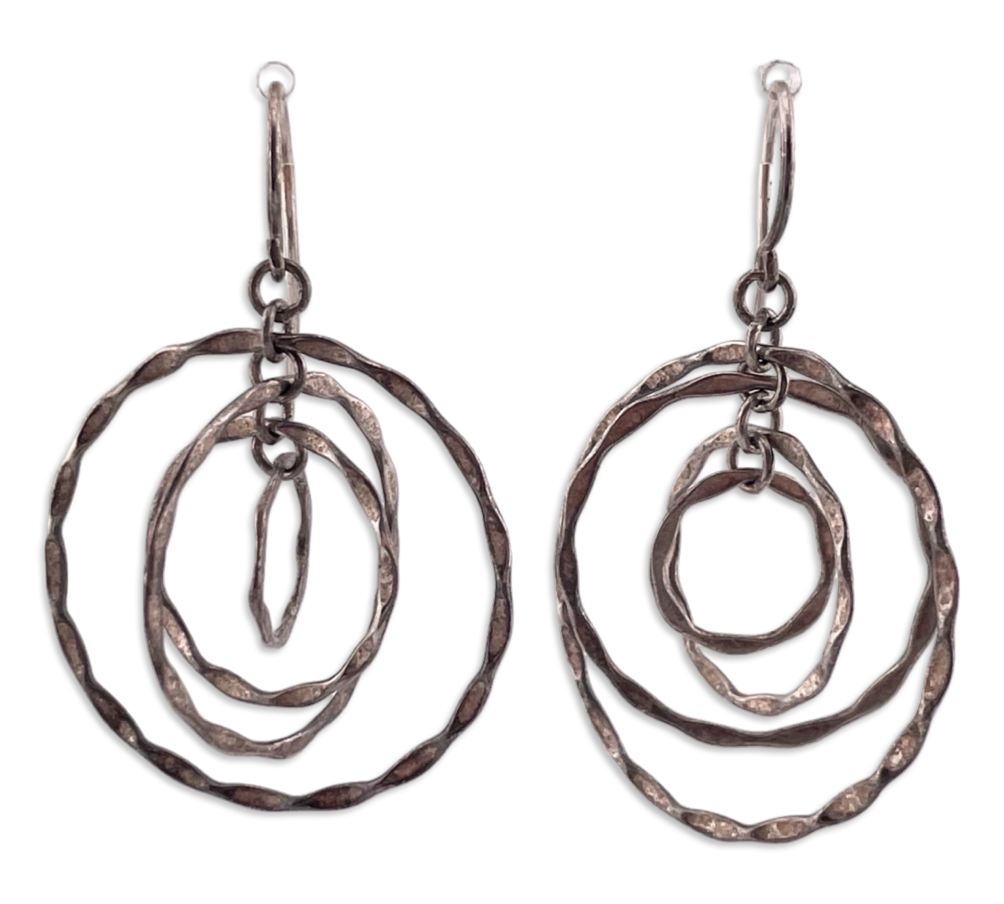 sterling silver multi-circle dangle earrings