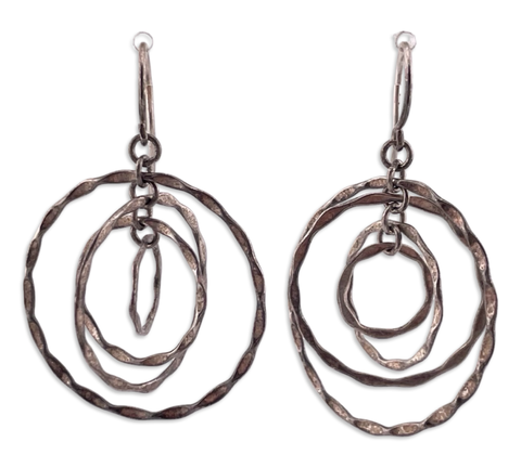 sterling silver multi-circle dangle earrings