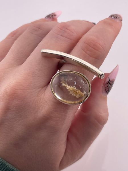 size 10.5 sterling silver artisan golden rod rutilated quartz ring