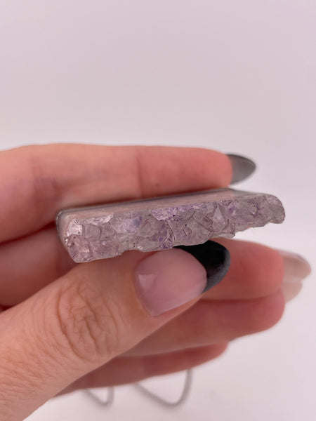 sterling silver chain w/ non-sterling amethyst slice pendant necklace