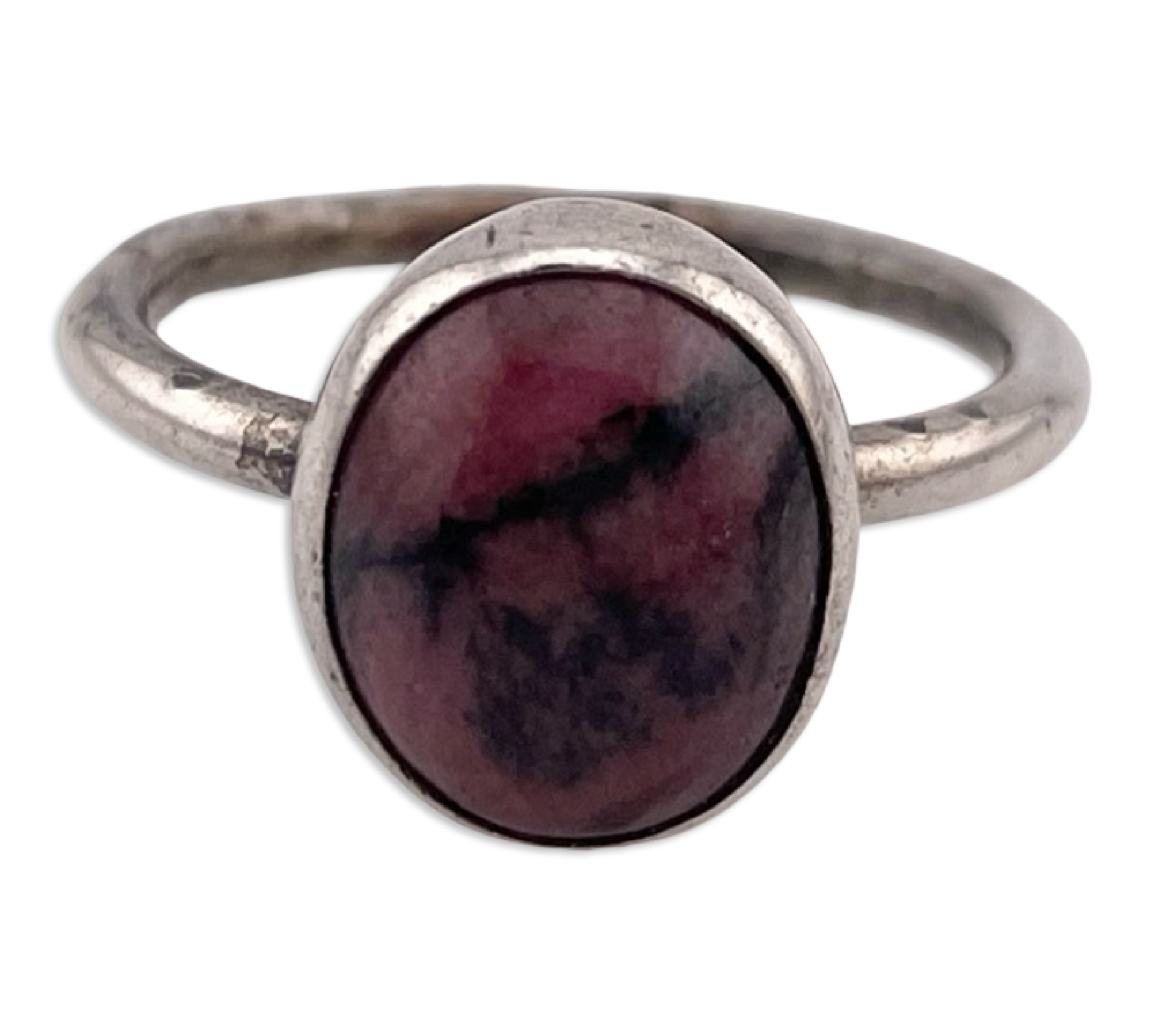 size 8 sterling silver rhodonite ring