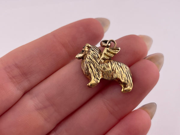 sterling silver gold plated collie wings dog angel pendant