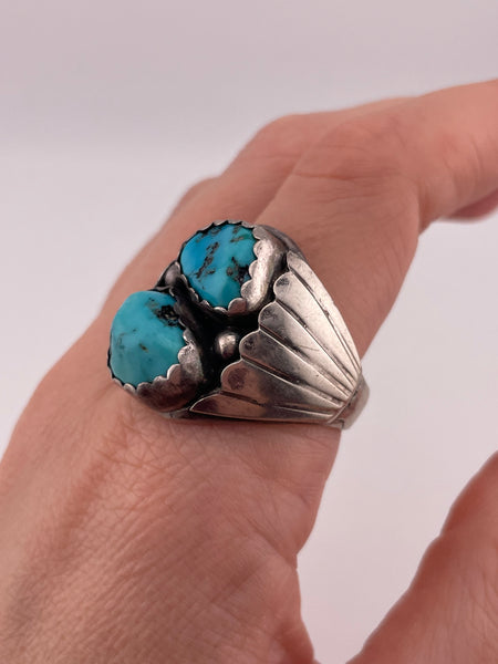 size 12 sterling silver chunky turquoise ring