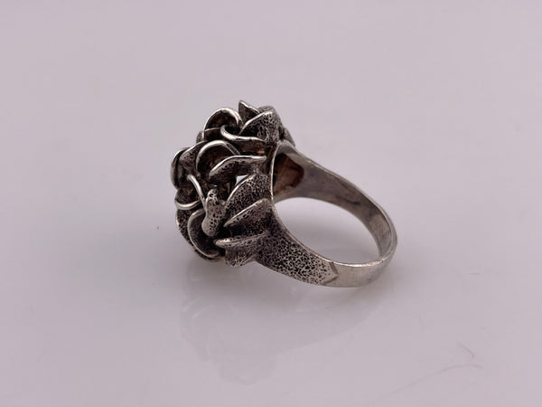 size 7.75 sterling silver brutalist abstract pearl ring