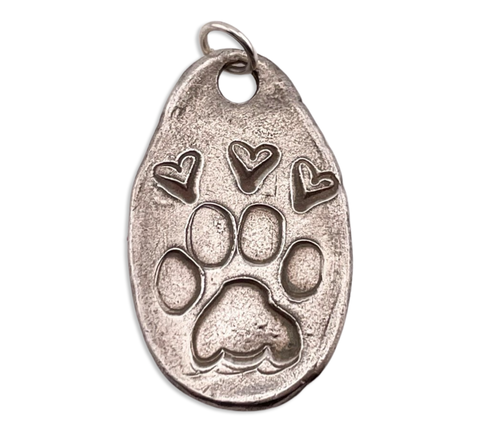 sterling silver paw print heart pendant