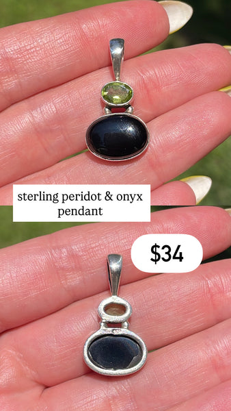 RESERVED PRIVATE LISTING -- sterling silver multi-stone earrings & peridot onyx pendant C18