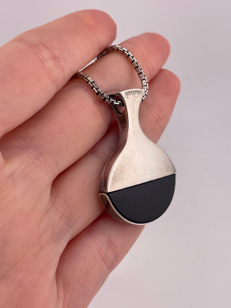 sterling silver Neils Erik From Denmark modernist onyx necklace