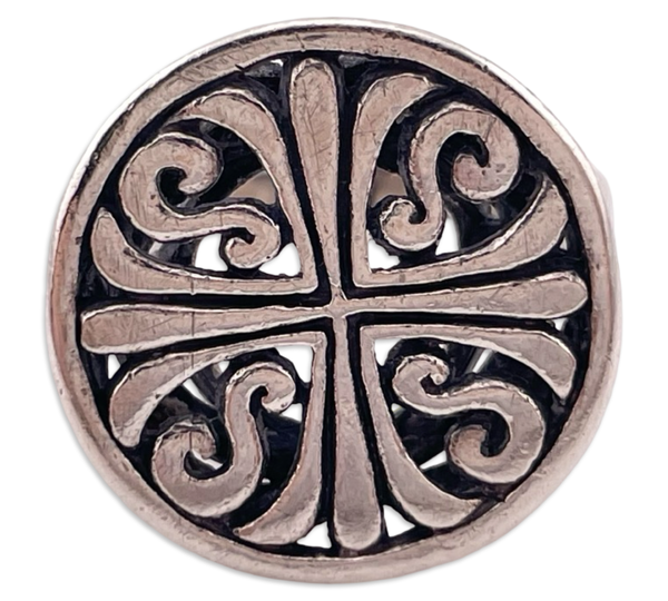 size 5.5 sterling silver stoneless cut-out round cross ring