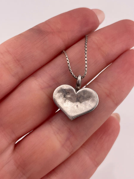 sterling silver 17 1/4" heart necklace