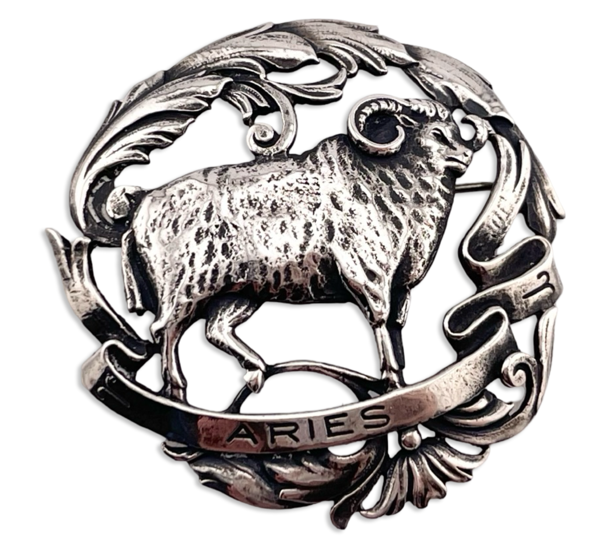 sterling silver Aries the Ram zodiac brooch pin by Peruzzi