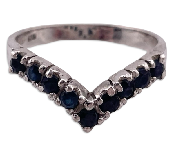 size 7 sterling silver faceted blue spinel ring