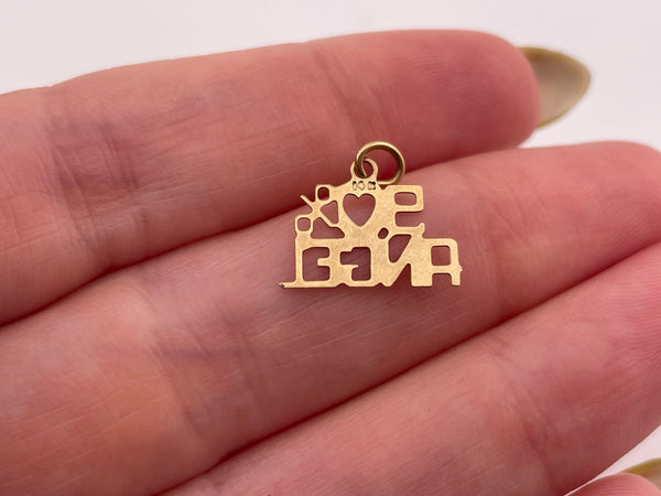 14k yellow gold '90% angel' charm pendant