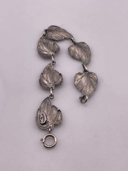 sterling silver 7 5/8" Danecraft leaf link bracelet