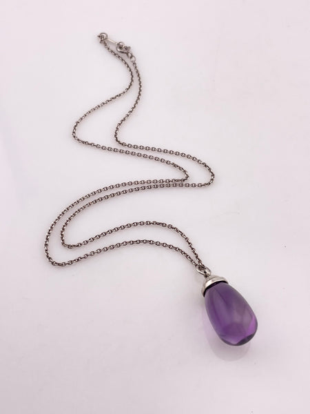 sterling silver Tiffany & Co Paloma Picasso amethyst teardrop pendant necklace
