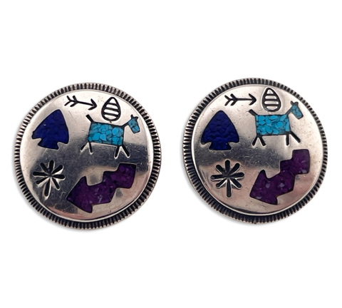 sterling silver Carolyn Pollack crushed multi-stone post earrings