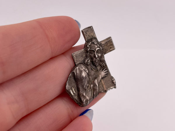 sterling silver Jesus Christ carrying cross pendant