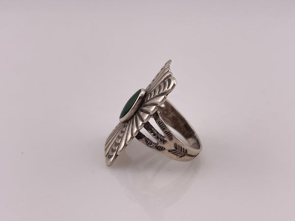 size 6.5 sterling silver stamped arrows turquoise concho ring