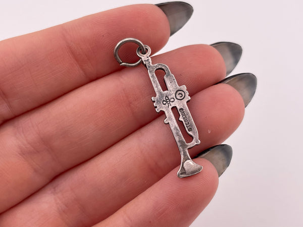 sterling silver trumpet pendant
