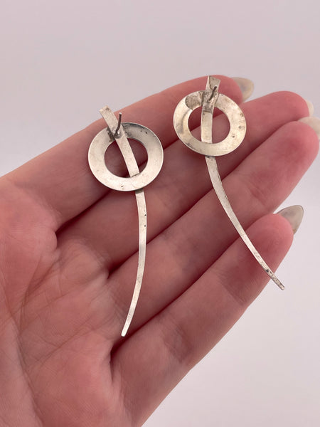 sterling silver stoneless 2-1/4" circle line post earrings